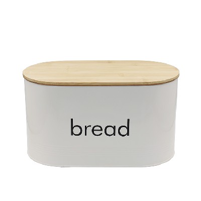 Farmhouse Home Kitchen Storage Cream metal vintage Bread Box for sale