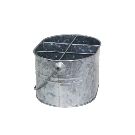 6 compartments galvanized metal wine caddy