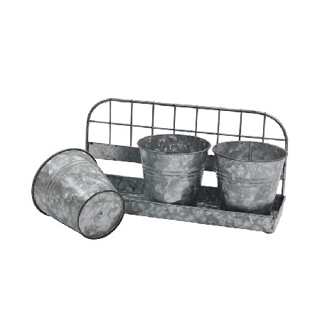 Country Style Galvanized Metal Wall-mounted Set 3 Flower pot