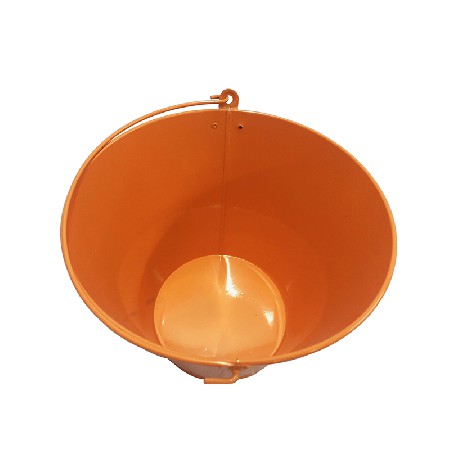 Orange Power Coated Custom Logo Galvanized Metal Bucket with handle