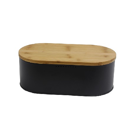 High quality cheap unique galvanized metal bread box with wood lid