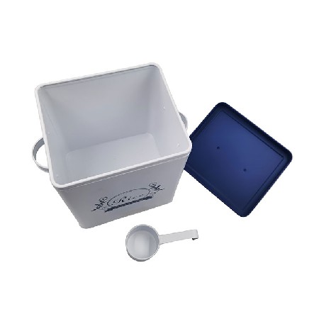 Square Galvanized Metal Iron Rice Storage Box with lid and Spoon